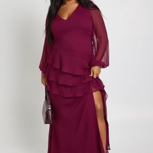 Plus Chiffon Frill Maxi Dress