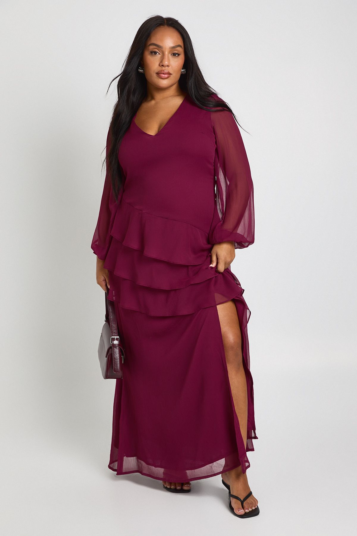 Plus Chiffon Frill Maxi Dress