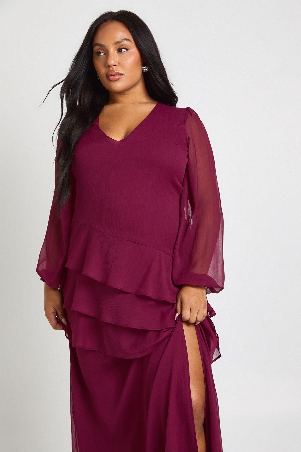 Plus Chiffon Frill Maxi Dress - Image 4