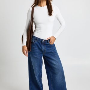 Double Layer Slinky Long Sleeve Crew Neck Bodysuit