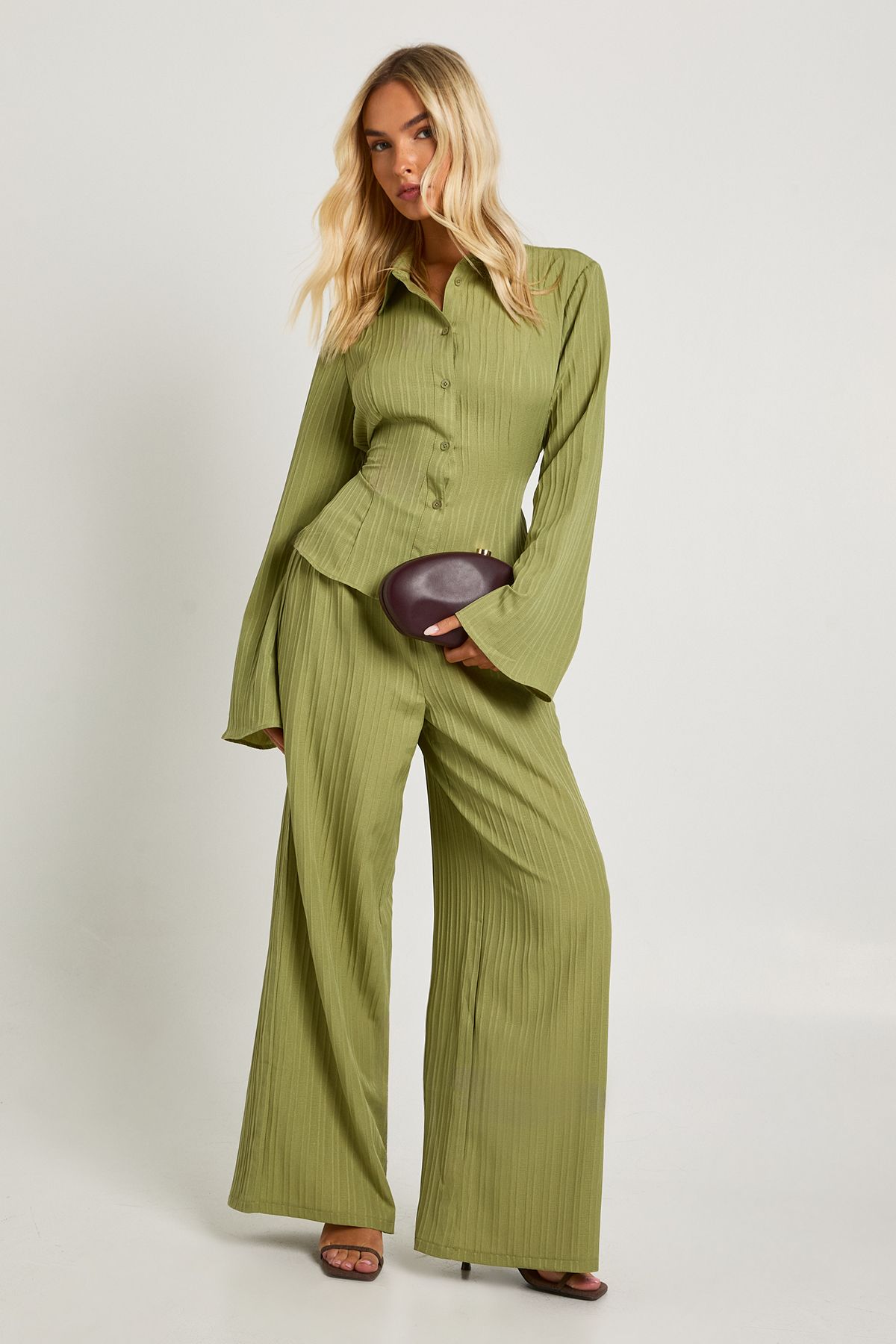 Textured Tie Back Shirt & Trouser Co-ord