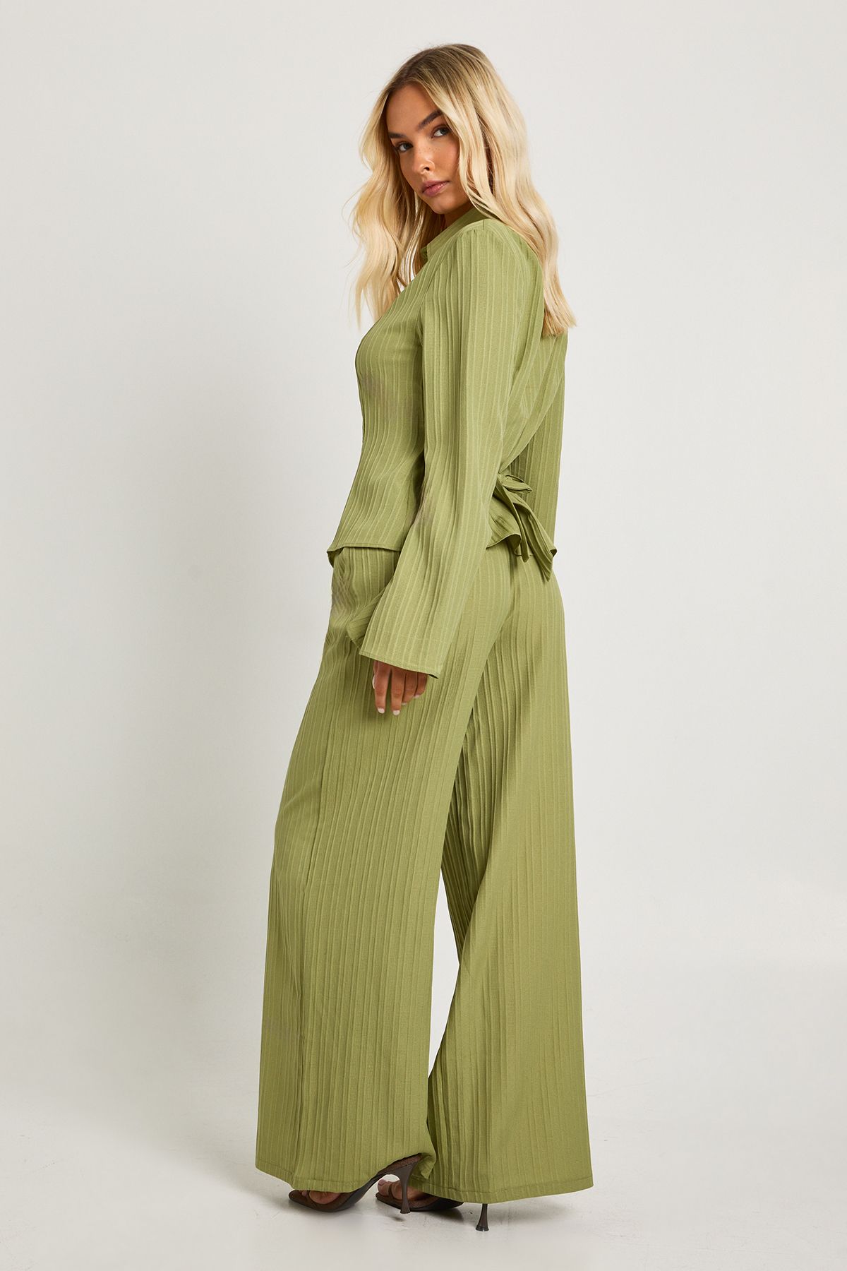 Textured Tie Back Shirt & Trouser Co-ord - Image 2