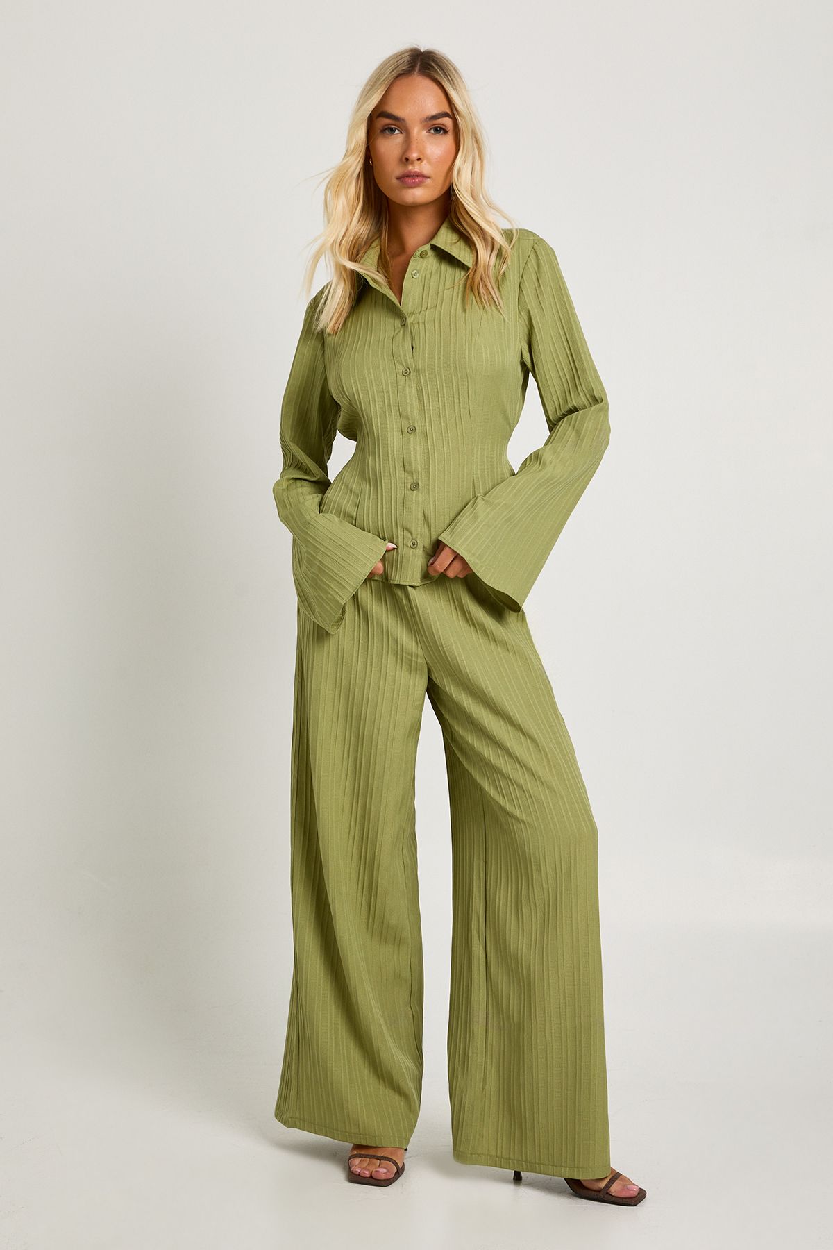 Textured Tie Back Shirt & Trouser Co-ord - Image 3