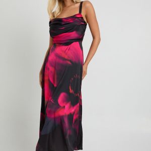 Floral Satin Corset Midaxi Dress