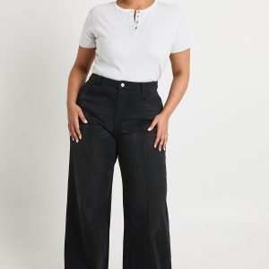 Plus Seam Front Detail Wide Leg