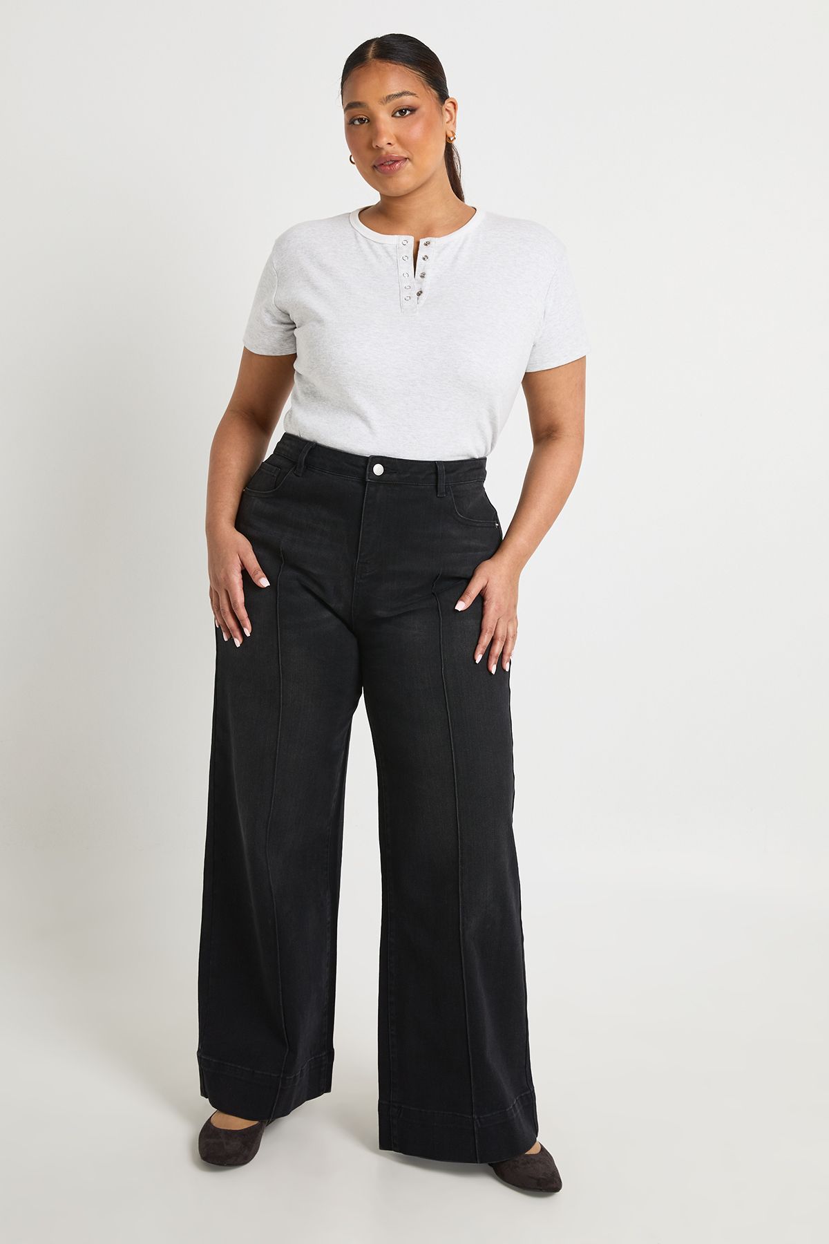 Plus Seam Front Detail Wide Leg