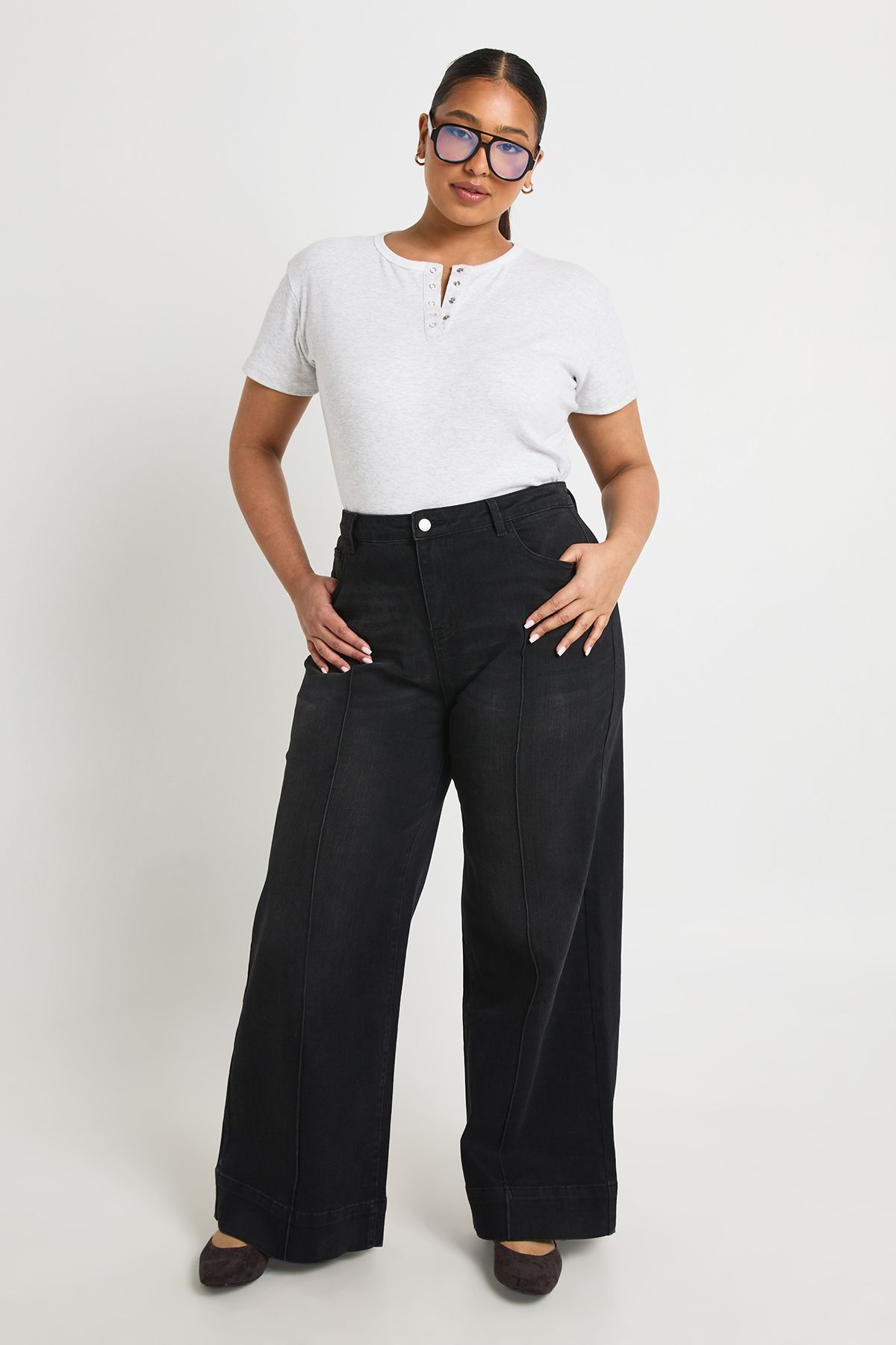 Plus Seam Front Detail Wide Leg - Image 3