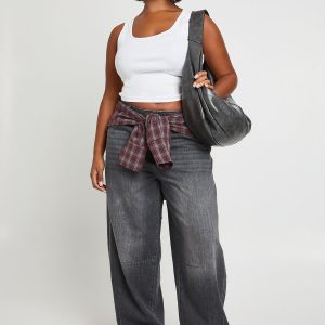 Plus Mid Waist Barrel Fit Jean
