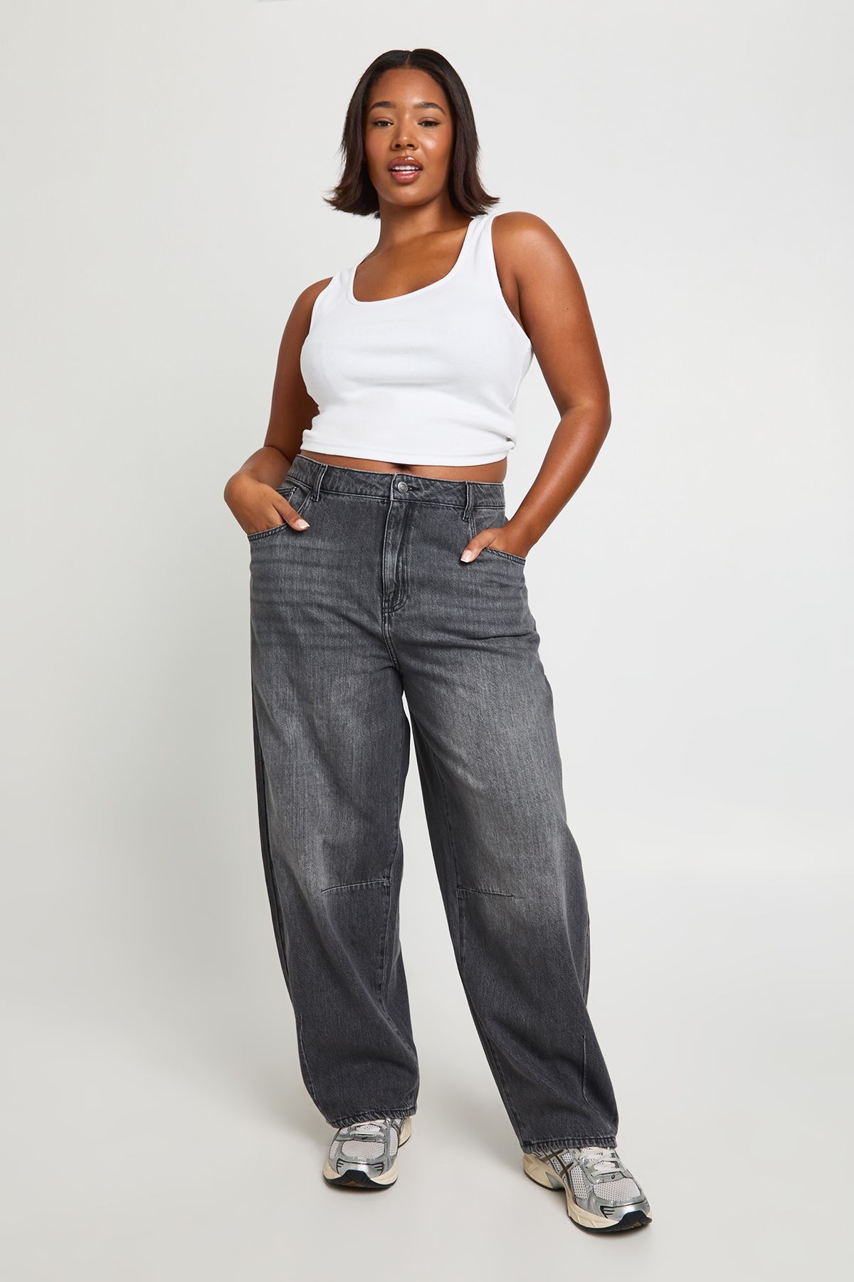 Plus Mid Waist Barrel Fit Jean - Image 3