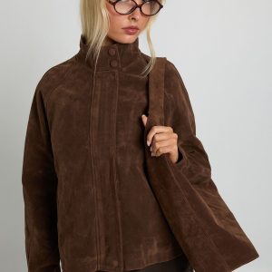 Faux Suede Bomber Jacket