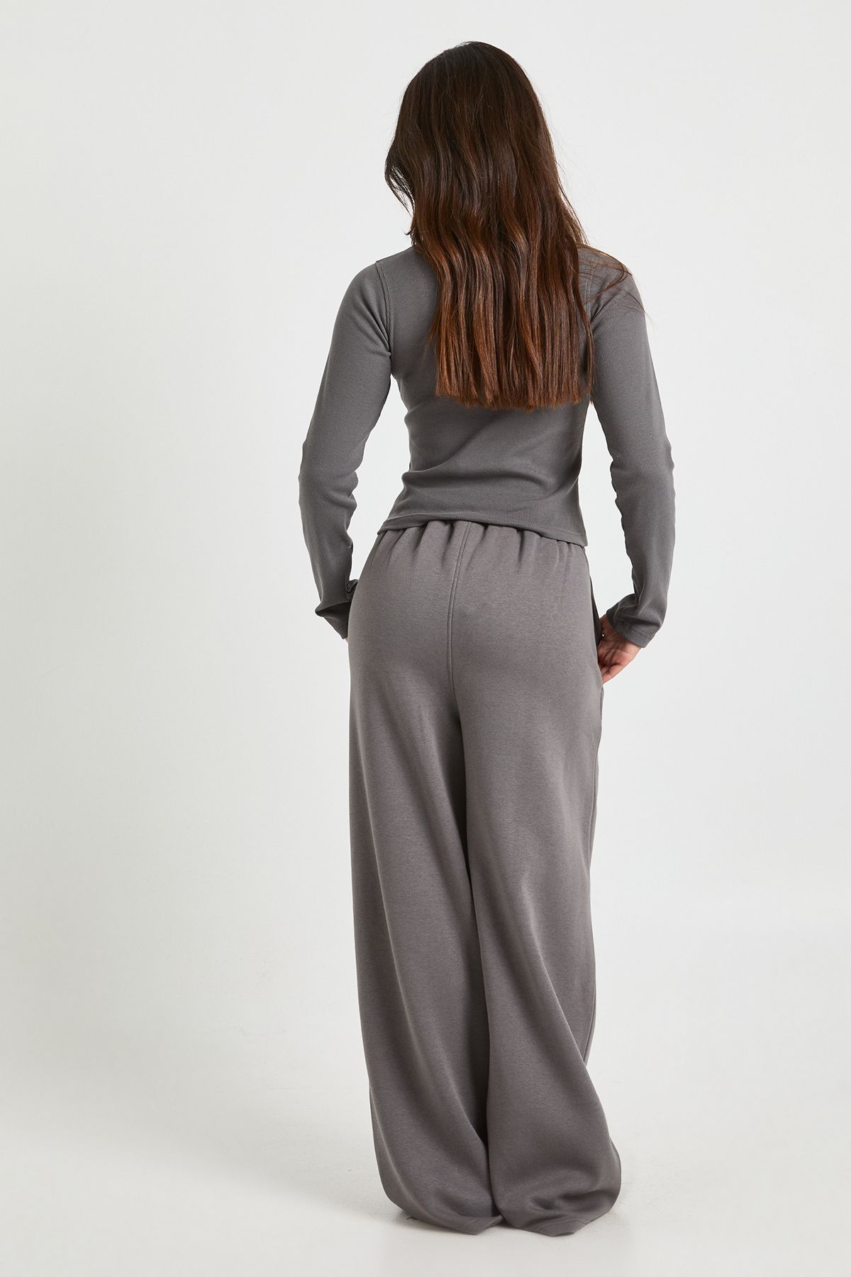Petite Rib Button Through Long Sleeve Tracksuit - Image 2