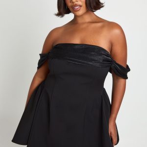 Plus Velvet Bardot Mini Dress