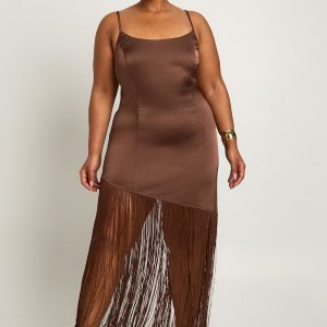 Plus Satin Tassel Midaxi Dress