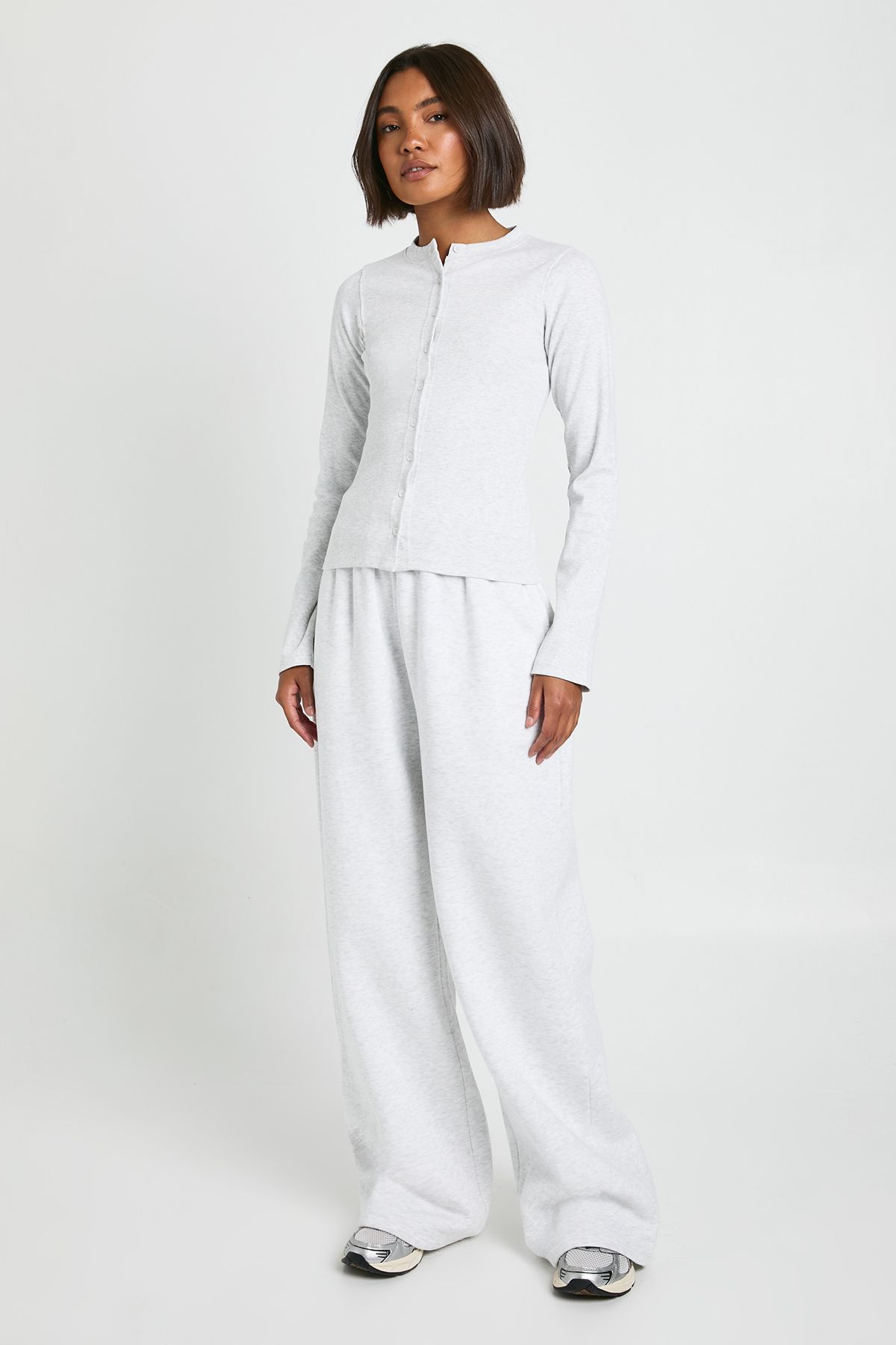 Tall Rib Button Through Long Sleeve Tracksuit - Image 3