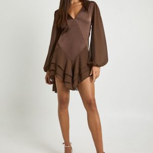 Chiffon Mix Panelled Smock dress