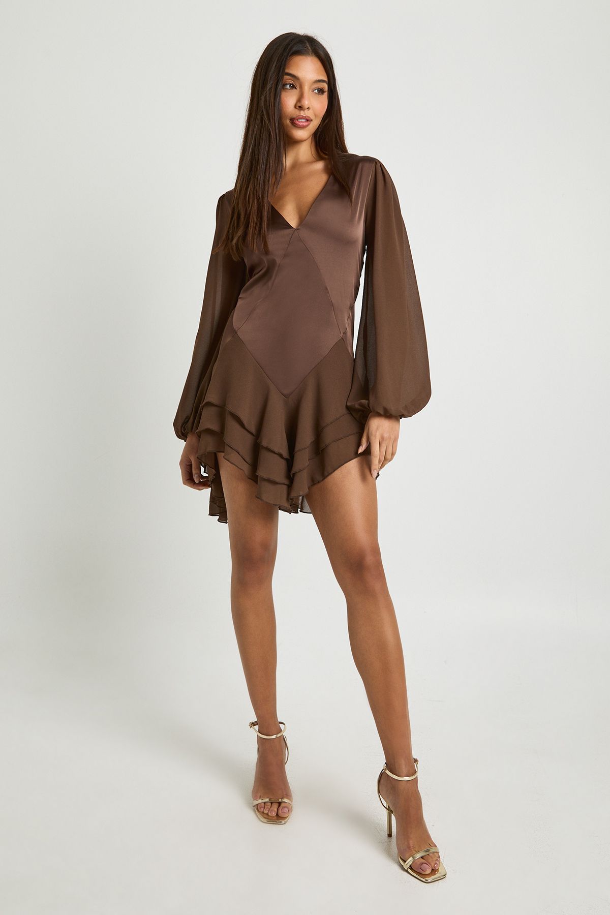 Chiffon Mix Panelled Smock dress