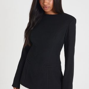 Tailored Pleated Hem Structured Mini Dress