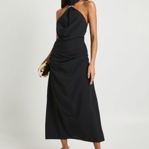 Trim Detail Halterneck Maxi Dress