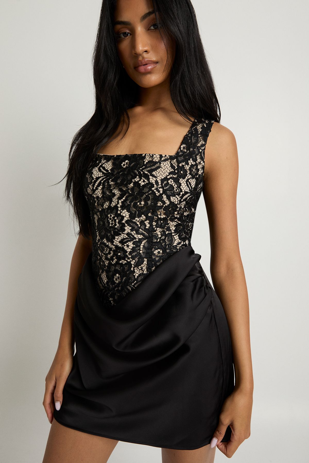 Lace Corset Drape Mini Dress - Image 4