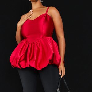 Plus Square Neck Puffball Top