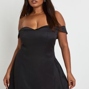 Plus Satin Contrast Skater Dress