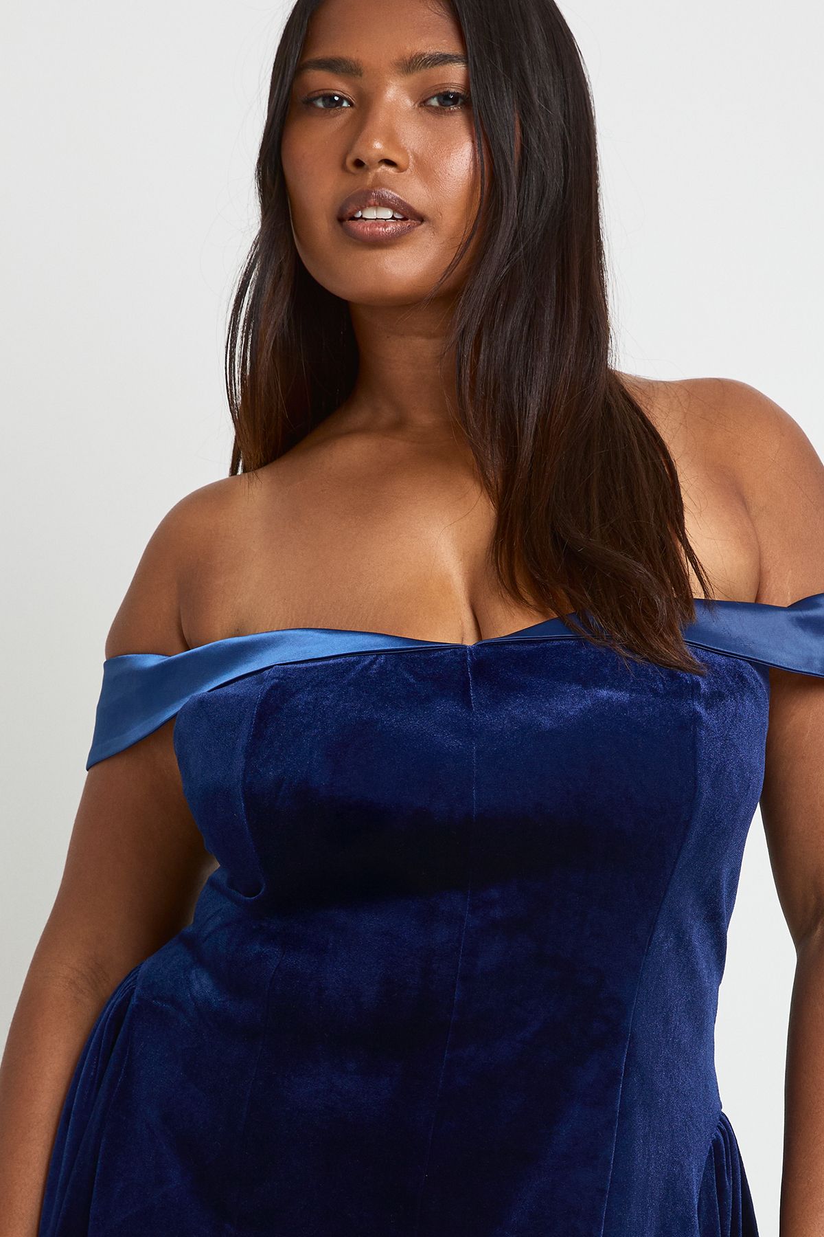 Plus Velvet Contrast Skater Dress - Image 4