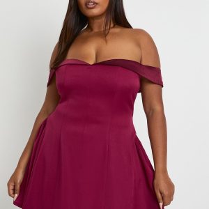 Plus Satin Contrast Skater Dress
