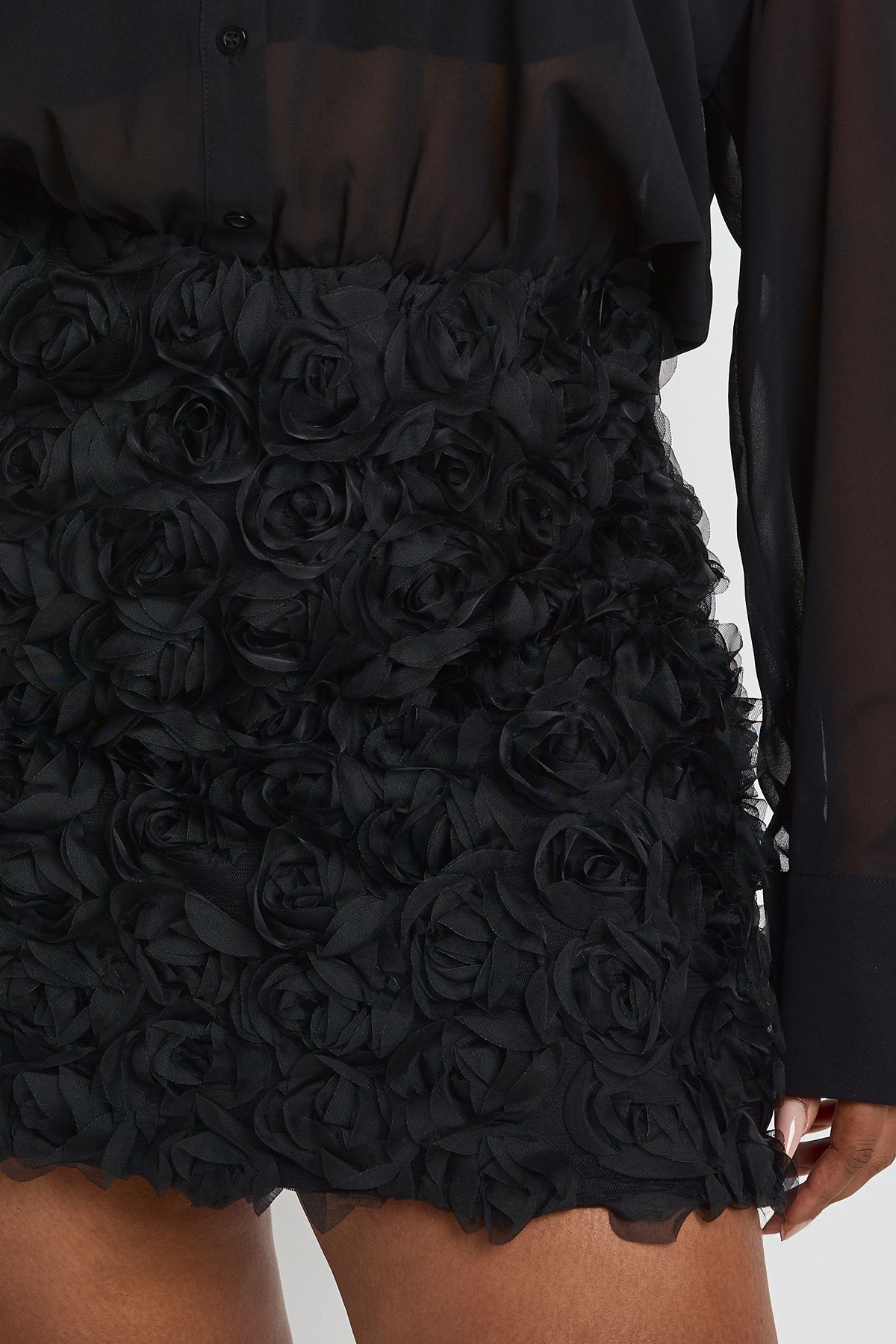 Plus Rose Trim Sheer Shirt Dress - Image 4