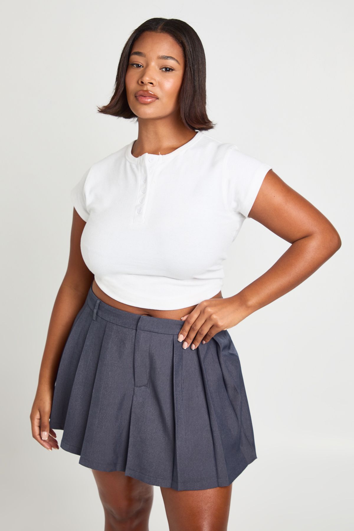 Plus Pleat Front Skort
