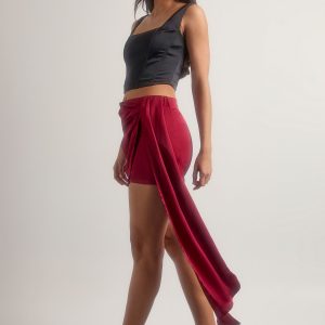 Satin Draped Mini Skirt