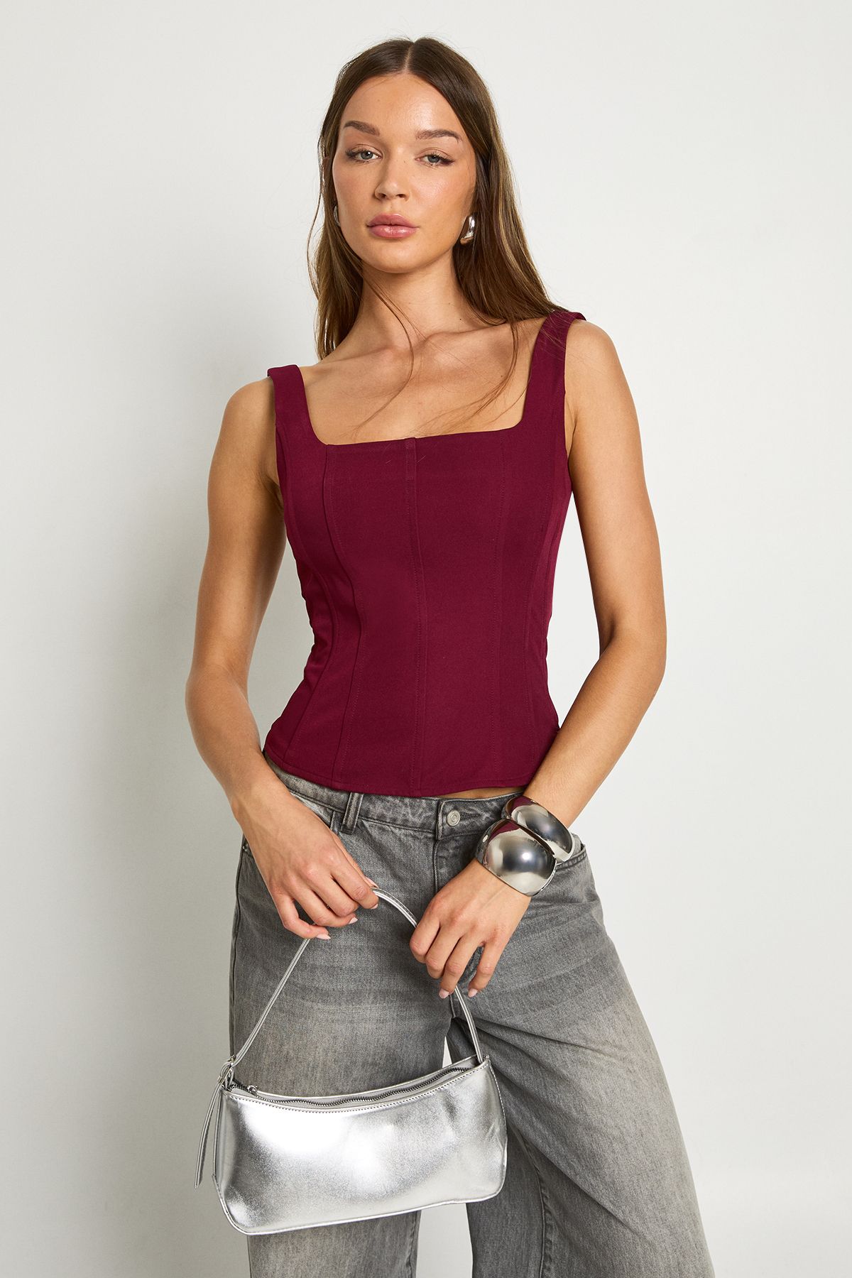 Structured Crepe Corset Top - Image 3