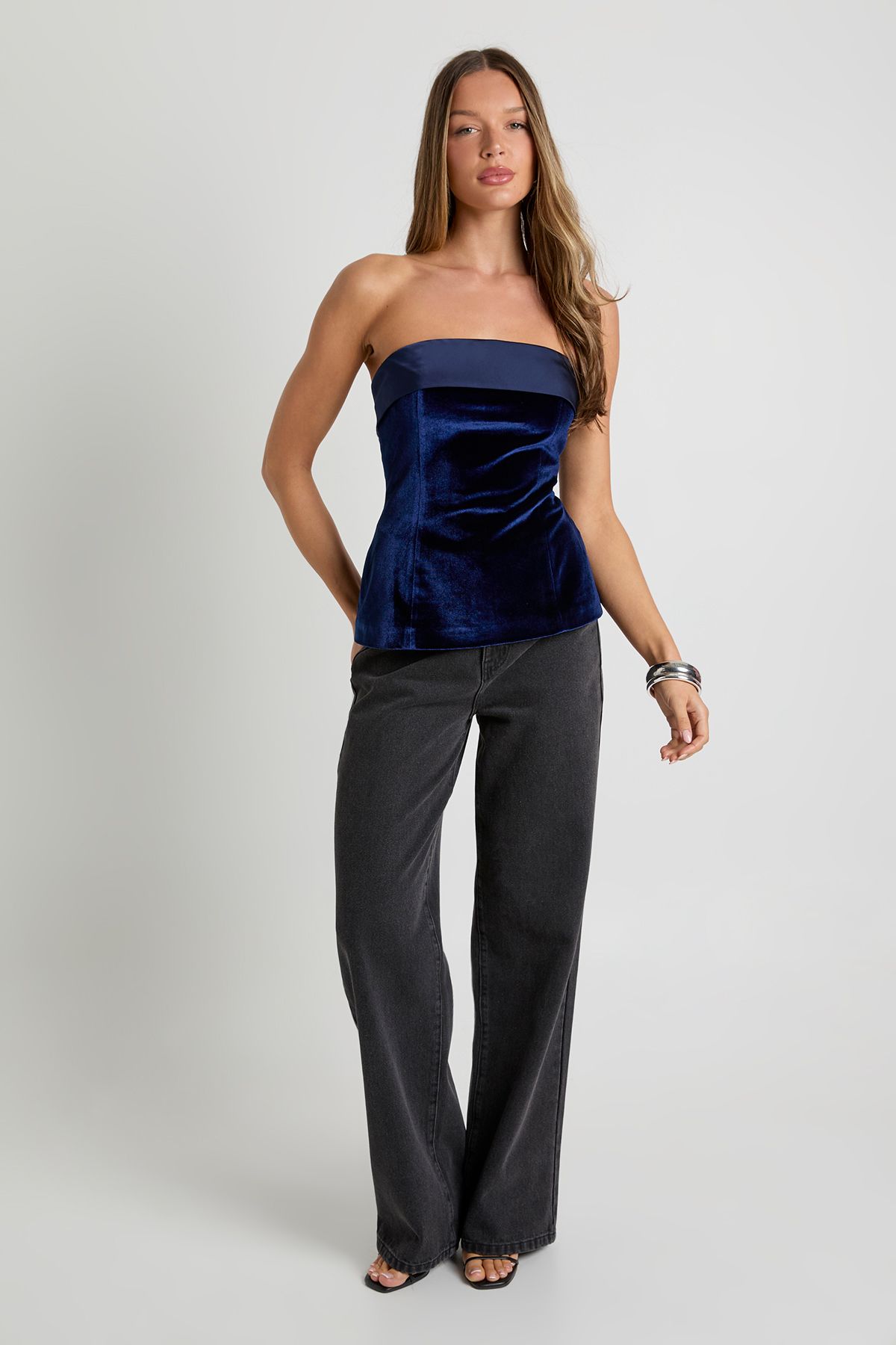 Foldover Velvet Bandeau Top - Image 3