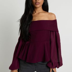 Chiffon Crepe Bardot Blouse