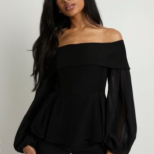 Chiffon Crepe Bardot Blouse