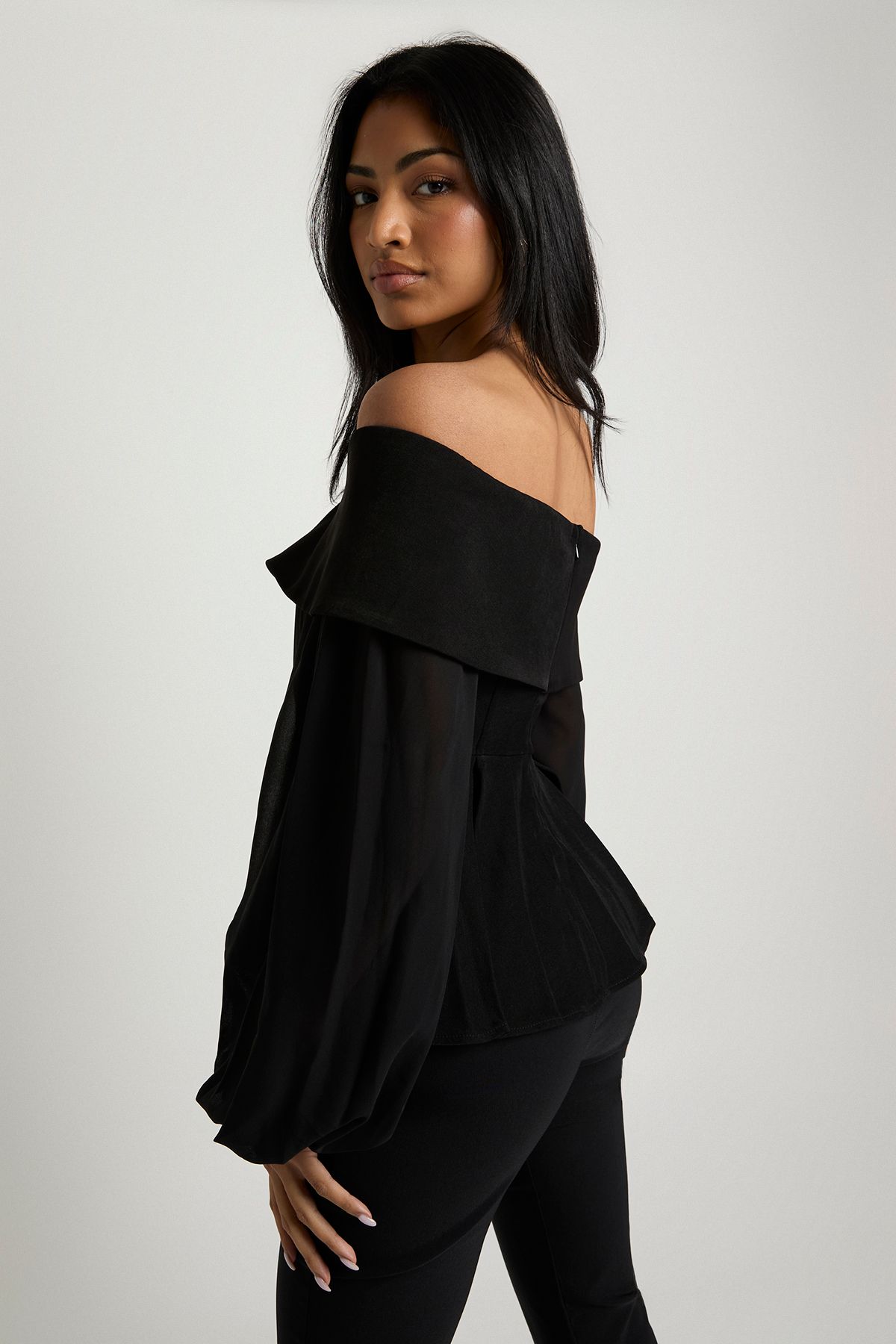 Chiffon Crepe Bardot Blouse - Image 2
