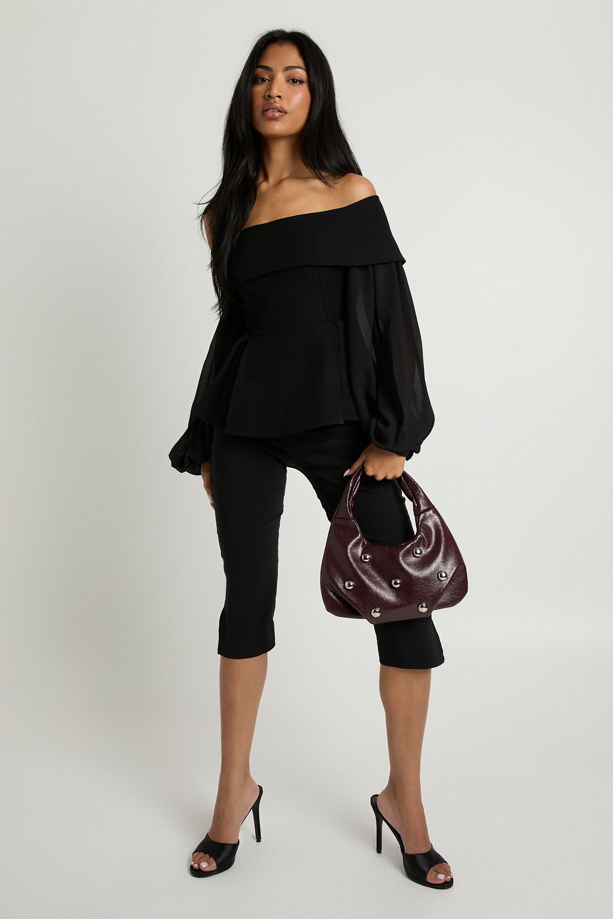 Chiffon Crepe Bardot Blouse - Image 3