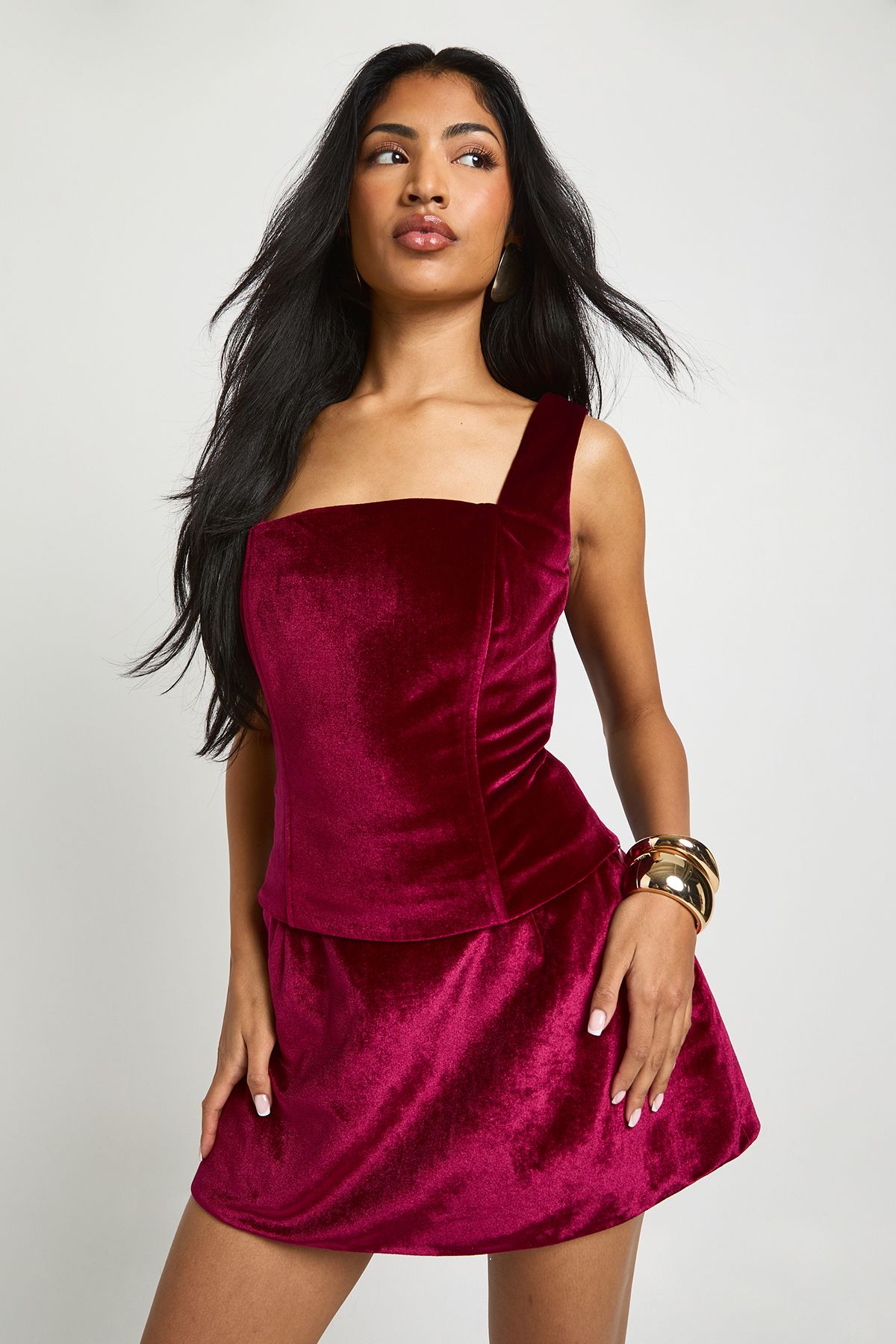 Velvet A-Line Mini Skirt - Image 3
