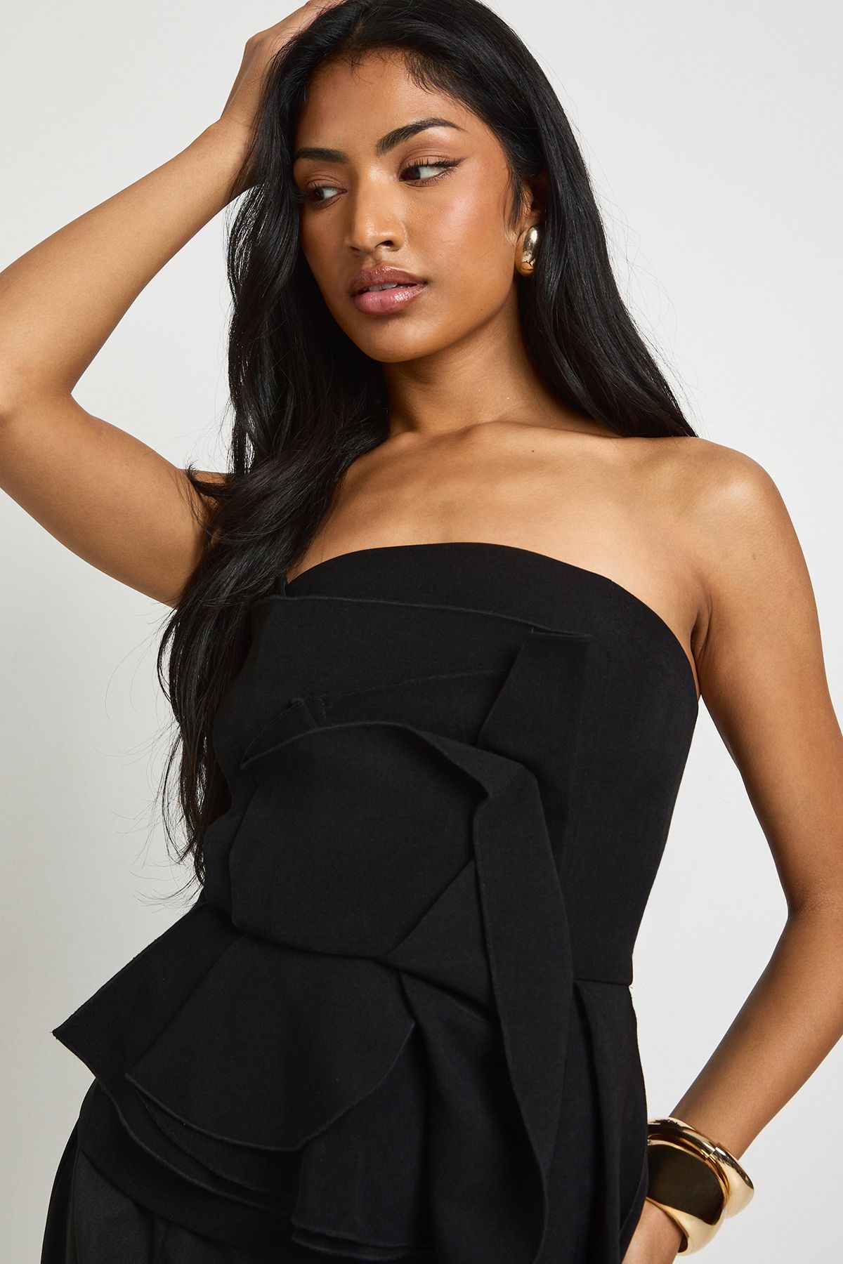 Ruffle Crepe Bandeau Top - Image 4