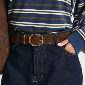 Faux Suede Angled Buckle Belt
