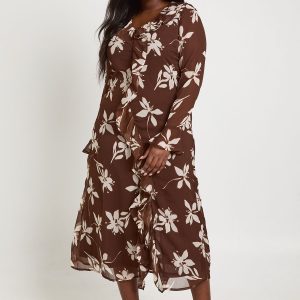 Plus Floral Ruffle Midaxi Dress