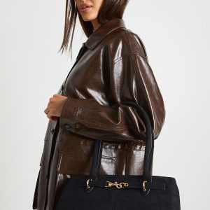 Croc Buckle Detail Shoulder Bag