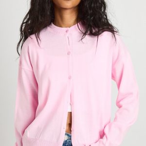 Crew Neck Button Up Cardigan