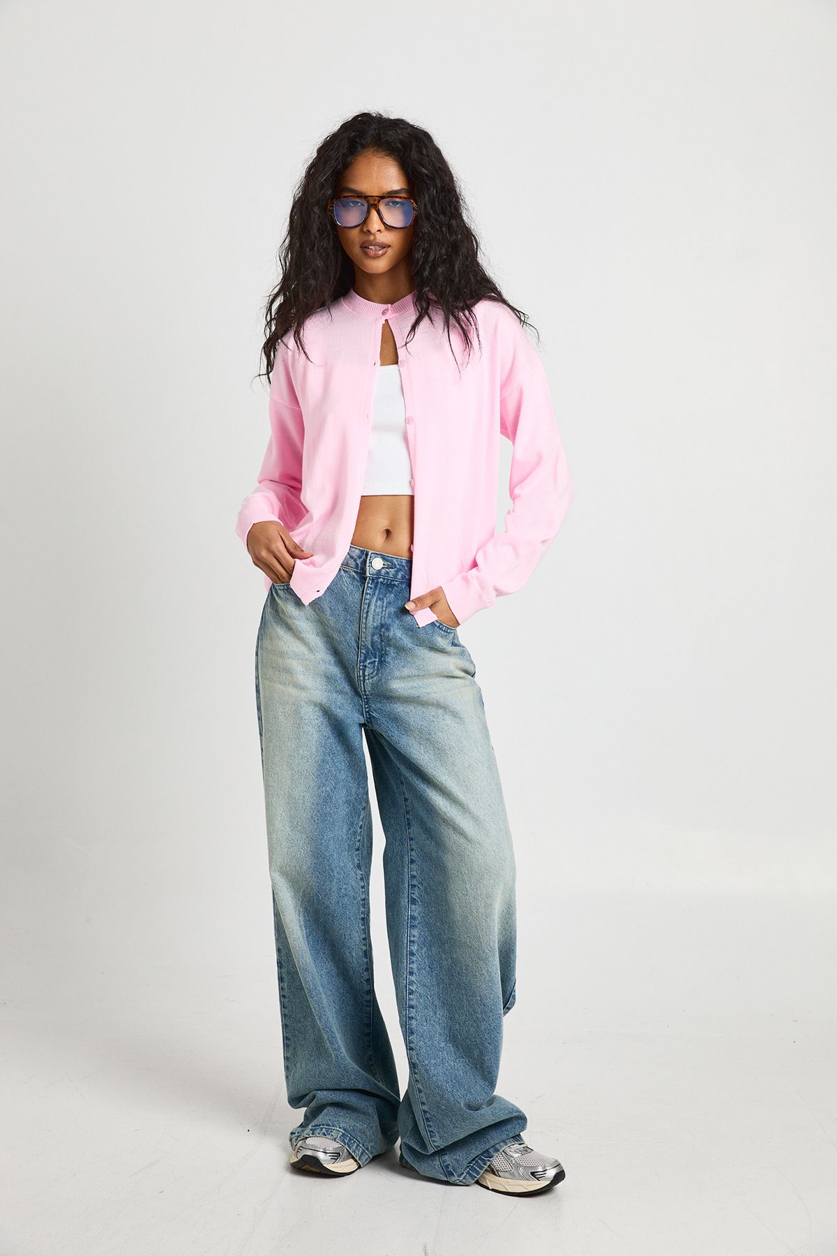 Crew Neck Button Up Cardigan - Image 3