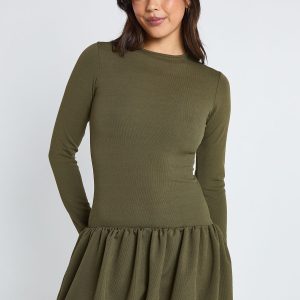 Rib Puffball Mini Dress
