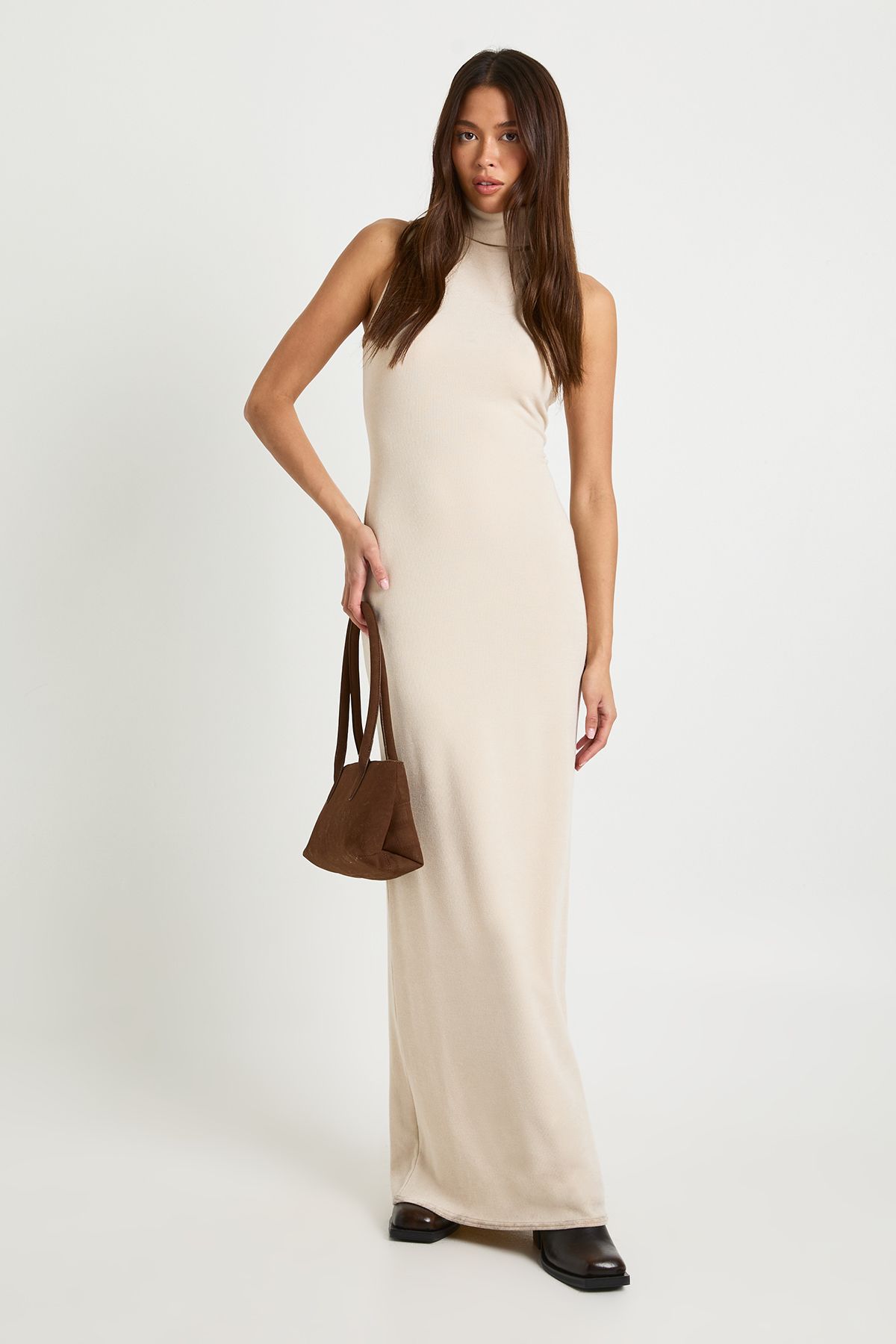 Ribbed Sleeveless High Neck Maxi Dress - Image 3