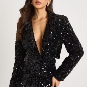 Structured Velvet Lace Demask Blazer Dress