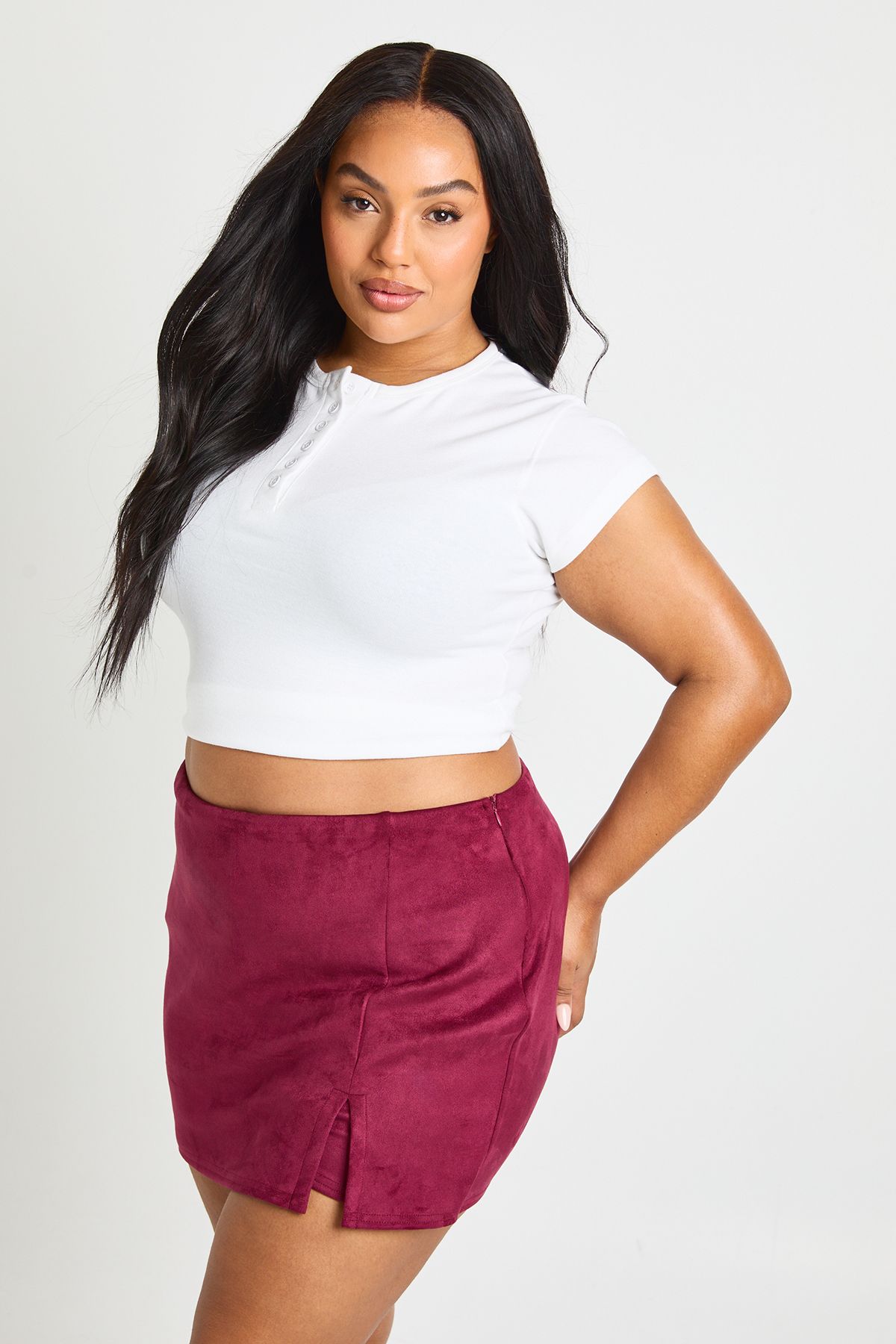 Plus Suede Wrap Skort - Image 3