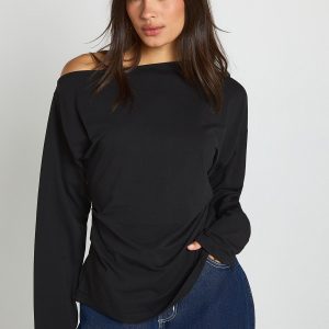 Cinched Waist Off Shoulder T-shirt