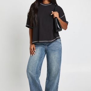 Contrast Stitch Oversized T-shirt