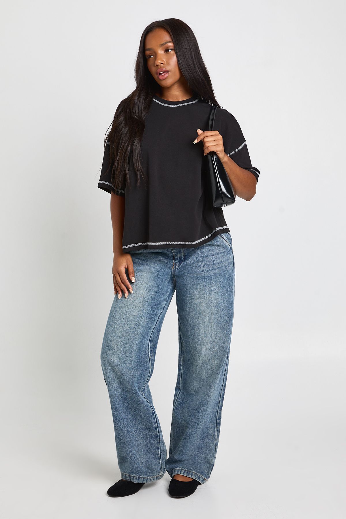 Contrast Stitch Oversized T-shirt